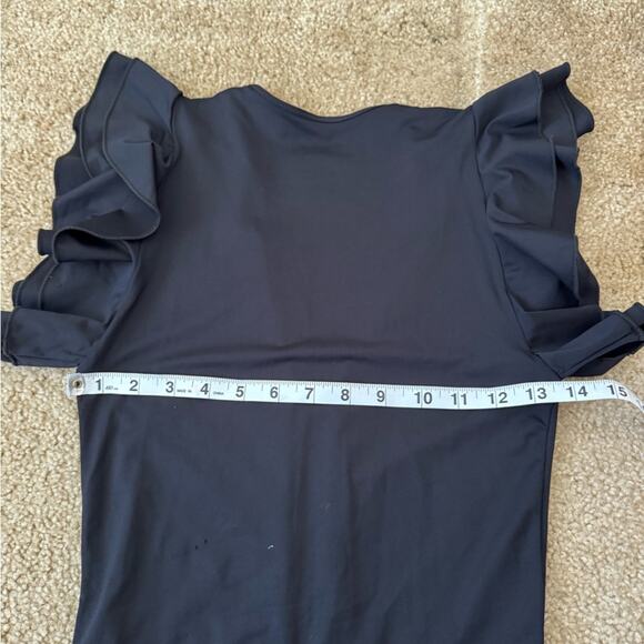 Black Dance Romper Maxi Dress | Performance Jumpsuit with Flowing Overlay S/M - Picture 7 of 8